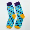 Peonfly New 2020 Arrived Happy Men Colorful Dot Design Combed Cotton Leisure Socks Funny Gift Happiness X0710