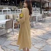 Coréen Midi Longue Robes En Mousseline De Soie Femmes Printemps Dot Imprimer Doux Col En V Taille Haute Robe Mujer 13194 210508