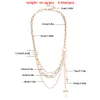 Multilayer Imitation Pearl Chain Necklace For Women Vintage Long Tassel Cross Jesus Pendant Choker Goth Neck smycken