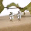 Solid Sterling Silver Cross Huggie Hoop Earrings Men Women A1244 &