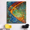 Pintura abstrata colorida de peixes, posteres e impressões, quadros modernos, arte decorativa, imagens de parede para sala de estar, decoração de casa 316p