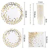 Disposable Dinnerware Wedding Gold Party Bronzing Dots Dishes Decorations Stamping Plate Cup Anniversaire Decoration Collection