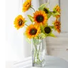 Dekoracyjne kwiaty wieńce 10 sztuk / zestaw sztuczny słonecznikowy jedwabny kwiat fałszywy bukiet roślin do ślubu domu dekoracji