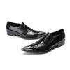 Zapato Social Masculino hommes en cuir véritable fer bout pointu chaussures pour hommes peau de Python sans lacet mariage affaires Oxford chaussures