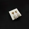 Pearl Drop Ear Stud Fishbone Earrings with Natural Pearls Crystal Heart Special-shaped Pearl