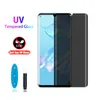 УФ Nano Liquid Полный клей Анти Peep Peep Privacy Protector Anti-Spy Закаленное стекло для Samsung S8 S9 S10 PLUS S20 S Ультра Примечание 8 9 10 20 с розничной упаковкой