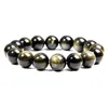 Bracelet en obsidienne pour hommes en pierre naturelle de luxe avec brins de perles, accessoires de bijoux à main de Yoga pour femmes noires, cadeau Pulsera Fawn22