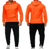 Męski garnitur sportowy Solid Color Sportswear sweter z kapturem i spodnie 2-częściowe jogging sport bluza bluza bluza fgfg