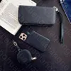 Designer de luxe 3 pièces ensemble étuis de téléphone en cuir pour IPhone 13 11 Pro Max I 12 X XS XR 8 7 Plus portefeuille à rabat sac à main carte poche couverture de téléphone portable étui pour écouteurs sans fil