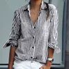 Viianles Dames Button Lange Mouw Gestreepte Blouse Hoge Kwaliteit Mode Casual Dames Office Shirt 4XL 5XL Plus Size Tops X0521