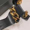 21ss Newest Luxury Genuine Leather Classic sandals Chain 8.5CM High heeled Gladiator Women Fine heel Top quality Fashion sexy party woman shoes Slippers big size 35-41