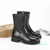 Mjukt läder mode svart stövlar rund tå vinter knä-hög dam boot med dragkedja designer långa bottes storlek 35-41