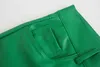 Pantaloni da donna in pelle PU verde con cerniera Pantaloni a matita autunno inverno femminili 211124