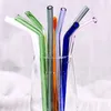 Drinking Straws 1pc Colorful Clear Reusable Glass Wedding Birthday Straw Straight Bent Shape Portable