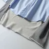 [EAM] Mujeres Azul Tamaño grande Irregular Blusa larga Solapa Manga larga Camisa holgada Moda Primavera Otoño 1DD6624 210512