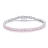 Real Solid 925 Silver Metal 1521 cm Tennis Bracelet Pave Volledige 3 mm ronde roze zirkoon Fijne sieraden voor vrouwen4833428