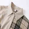 QEIL Spring Autumn Plaid nieregularna złącza bluzka Nowa Lapel Long Sleeve Losowa koszula Fashion 210412