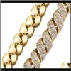 Link 14mm Hip Hop Hemp rope Iced Out Bracelet Cz Miami Gold Rhodium Plating Diamond Cuban Chain B1BJV YWVVA