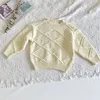 Autumn Winter Kids Boys Girls Long Sleeve Knit Diamond-type Lattice Sweater Baby Pullover Sweaters 210429