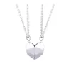 Collana con ventosa magnetica a forma di cuore Ciondolo per coppia di amanti della pietra nera + bianca con catena da 60 cm