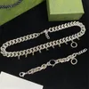 Collana con ciondolo con lettera piena di diamanti Lettere doppie Braccialetti con catena in metallo Anniversari da donna Bracciale con pendenti con strass con G189m