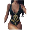 Women039s Biquíni da moda moderna impressão étnica sexy impressão de moda de banho Monokini One peça maiô de banho F1240586