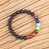 8mm Lava Stone Reiki Seven Chakra Beaded Strand 팔찌 Diy Aromatherapy Essignment Oil Difuser 팔찌 남성 요가 부처 에너지 보석