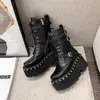Boots Buckle Procle Platform Punk Gothic Women chunky Block High High High Combat Military Motorcycle Cosplay Demonia