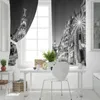 Curtain & Drapes Night City Black White Print Curtains For Living Room Cortinas Kids Boy Girl Bedroom Window Treatments