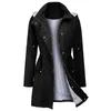 Women's Trench Coats Women's CINESSD Women Hooded Black Waterproof Long Sleeve Cardigan Zipper Button Casual Lined Jackets Navy Blue