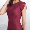 Bugurndy Lace Bridesmaid Dress Short Open Back Cap Sleeves Summer Style Wedding Party Gowns