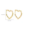 Korea Fashion Love Heart Bamboo Small Hoop Earrings for Woman Trendy Geometric Gold Color Metal Thin Earring Jewelry