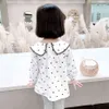 ガールズドットパターンガールシャツのブラウス春秋の子供のシャツ女の子カジュアルスタイルのベビーガールズ服210412