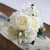 Decorative Flowers & Wreaths 2021 32 Cm Rose Pink Silk Bouquet Peony Fake Flower 5 Big Head Bride Wedding Home Decoration DIY Artifact