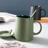 Kubki Vintage Coffee Cup Set Ceramic Kubek z pokrywką i łyżką szklane japońskie filiżanki herbaty Taza Personalizada Para Prezenty Te Mokken