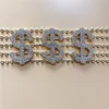 Chokers europejski i amerykański znak mody Dollar Naszyjnik Bling Rhinestone Letter Chain Punk Party Jewelry Wholesale Morr22