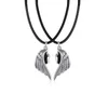 Hanger Kettingen Punkmagneten Teken Lederen Touw Link Chain Angel Demon Wing Necklace voor Minnaar Paren Mannen Vrouwen Sier Sieraden Gift