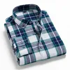 Spring Autumn 100% Cotton Male Casual Long Sleeve Shirt Warm Man Clothes Flannel Plaid Shirt Men Plus Size 3XL 4XL 210708