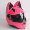 Casques de moto casque hommes et femmes personnalité de course quatre saisons sécurité chat oreille casque moto