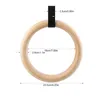 1/2 pc's houten houten ring draagbare gymnastiek ringen gym schoudersterkte huizen fitness training uitrusting 28 mm 32 mm dans lint