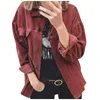 Corduroy Buttoned Cardigan Jackets Long Sleeve Loose Shirt Casual Solid Color Turn-Down Collar Fashion Autumn Coat CGY262