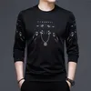 BROWON Fashion Black T Shirt Men Autumn Long ops Sleeve s Casual Regular Fit O-neck Clothing 220309