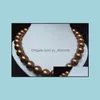Beaded Neckor Pendants Jewelry 11-12mm South Sea Chocolate Pearl Necklace 14K Guldlås 18 tum droppleverans 2021 YV8EU