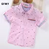 GFMY camisetas para niños casual algodón sólido chicos de manga corta para 2-14 años decoración de cinta camisas bebé 220228