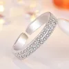 صف مزدوج Zirconia Zirconia Ring Band Finger Rose Gold Iced Out Teledable Rings chunky for Women Men Counter Assice Wed Fashion Jewelry Will and Sandy