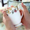 300 ml Bone China Espresso Mug Porcelain Taza Para Cafe Cup Ecoffee Cup Ceramic Mugg Tea Vintage Cute Coffee Mug Gift Present 210409