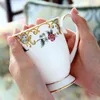 300 ml kości China espresso kubek porcelanowy taza para cafe cup ecoffee cup ceramiczny kubek herbaty vintage uroczy kubek kubek prezent 210409