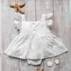 0-24M born Infant Baby Girl Rompers White Lace Flower Jumpsuit Ruffles Playsuit Sunsuit Costumes DD15 210515