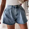 High Waist Wide Leg Denim Shorts Blue Multi Pockets Button Jean Shorts Streetwear Short Jeans Vintage Loose Casual Fashion Y220311