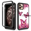 360 Full Body Armor Custodie per telefoni antiurto Hybrid Layer Hard 3in1 Cover Butterfly Flower per iPhone 12 11 Pro XR XS Max Plus Samsung S21 Huawei